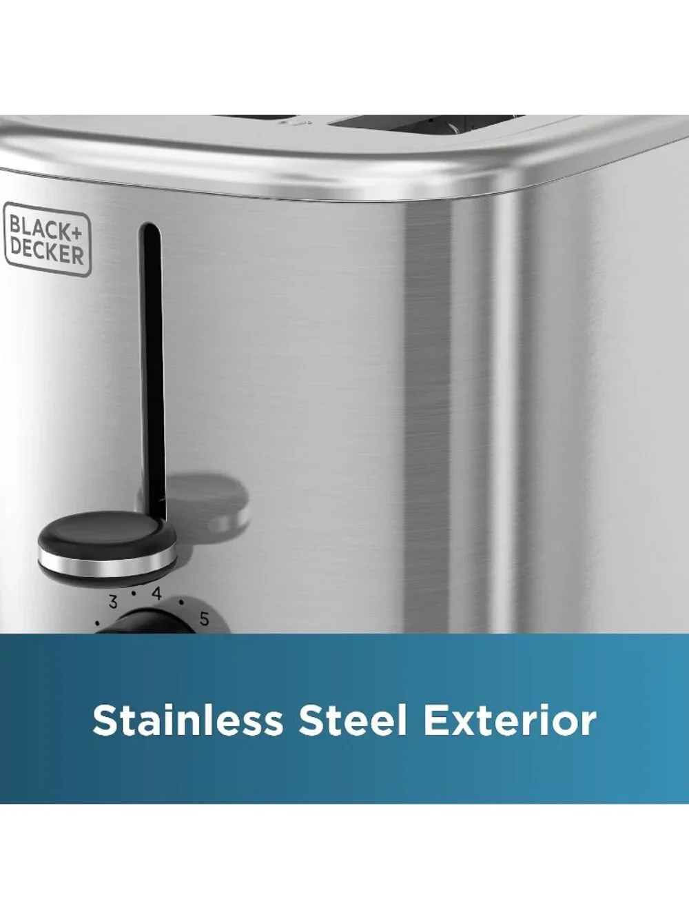 Silver+DECKER 2-Slice Toaster Extra-Wide Slots 6 Shade Settings, Compact Design
